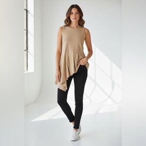 Gracia Tan Suede Asymmetrical Draped Sleeveless Top – Size S NWT